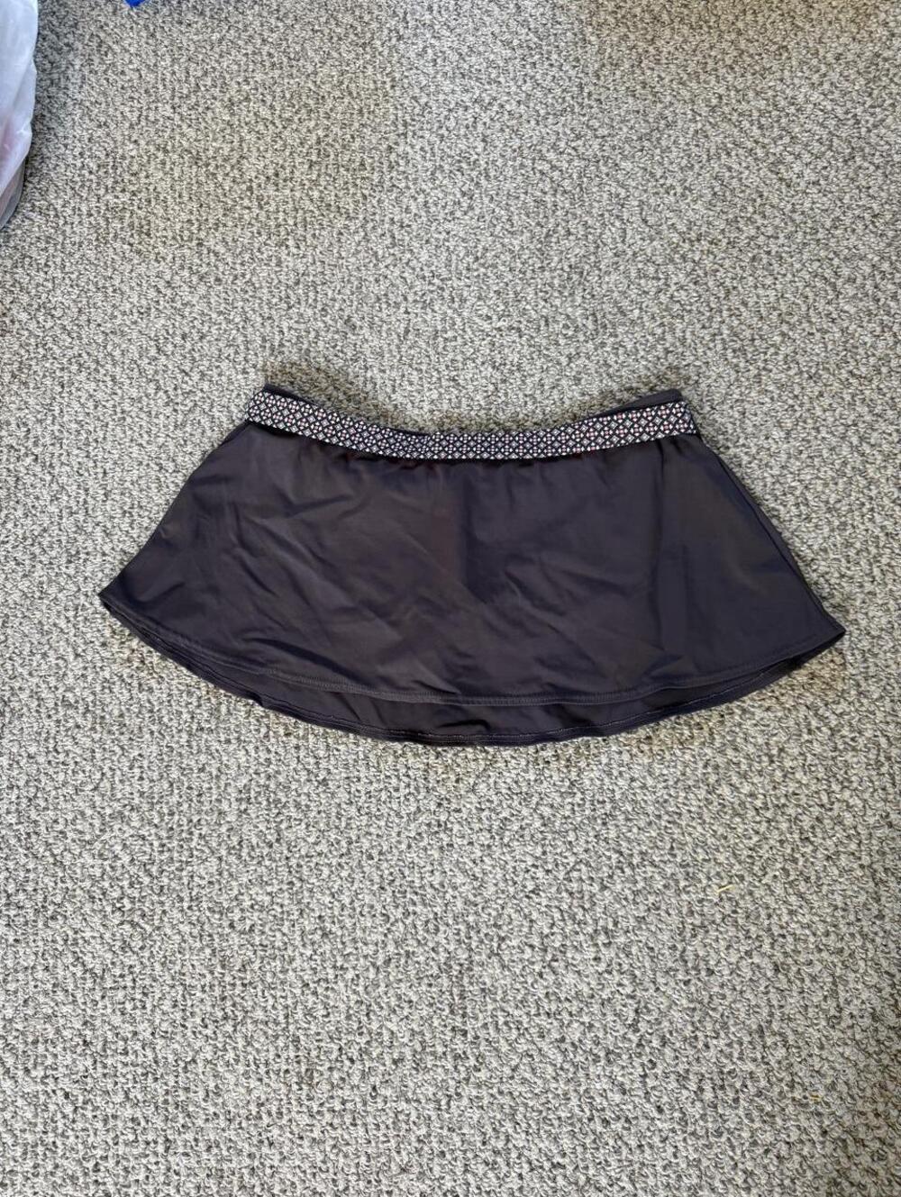 vintage Merona y2k brown mini skirt with white polka dot waistband